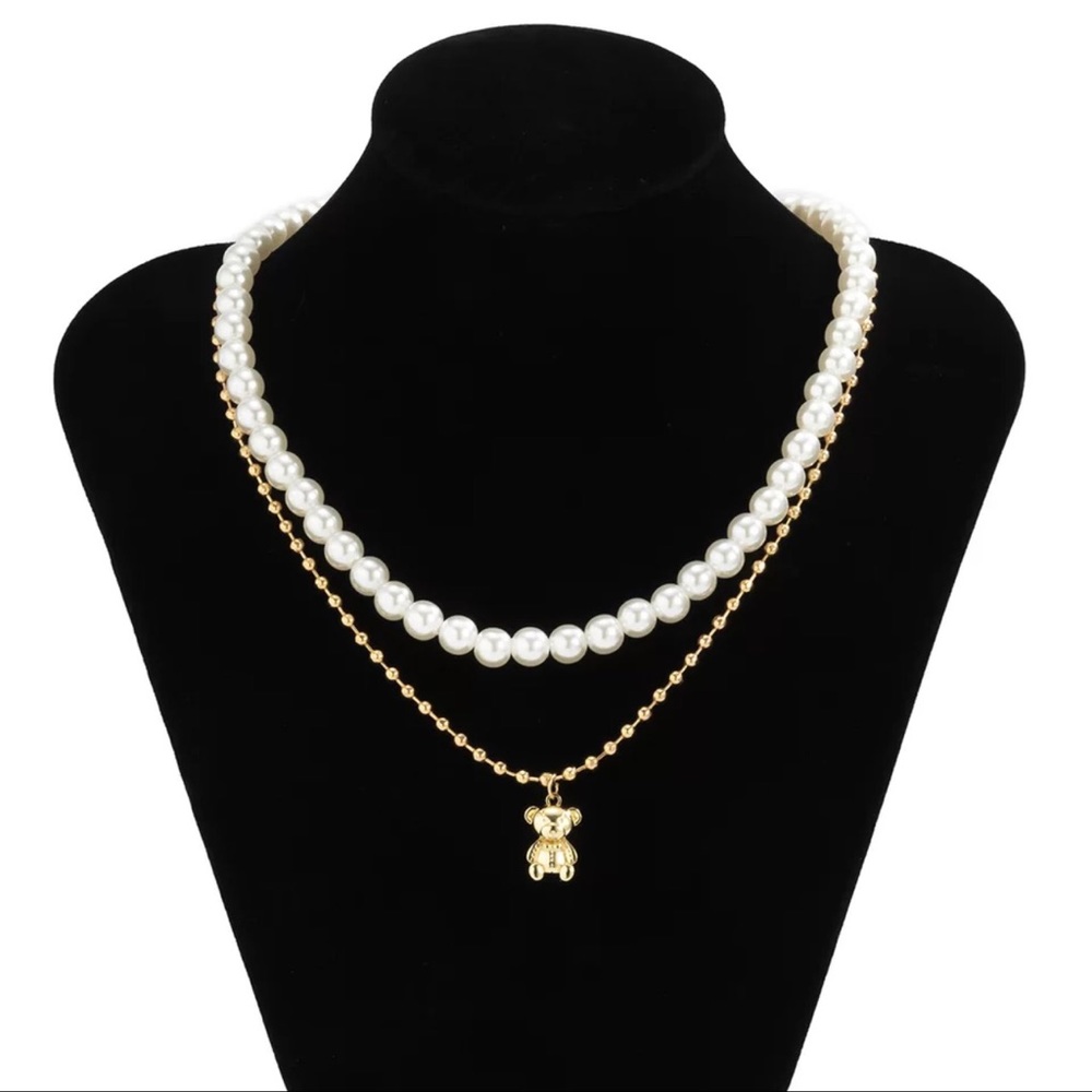 PEARL GOLDEN BEAR COMBO NECKLACE